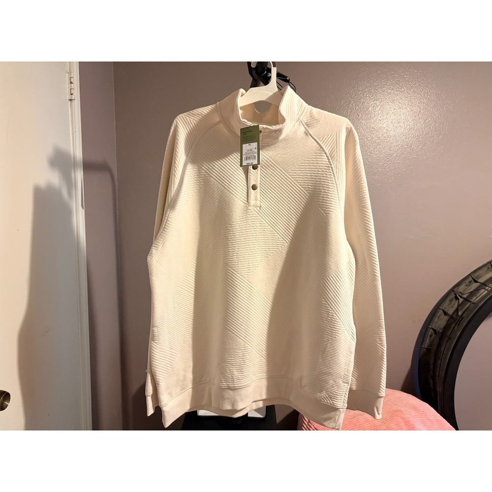 Goodfellow Mens Ivory Long‎ Sleeve Pullover, w/Pockets Sz XL - NWT